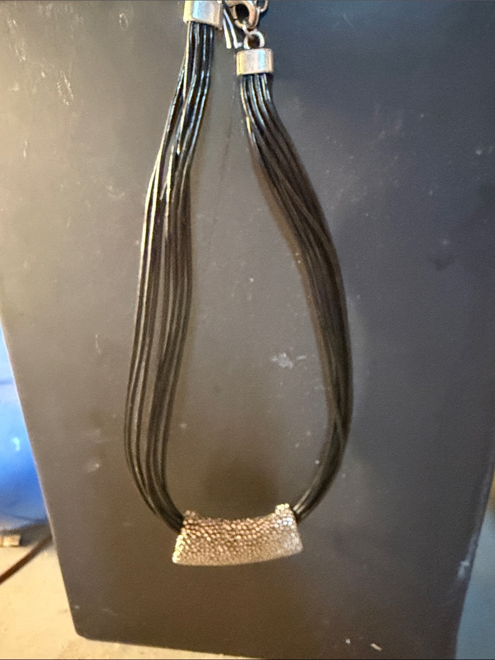 SAACHI Black Multi-Strand Necklace with Sparkling Pavé Curve